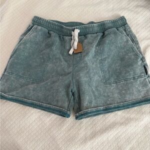 Little Bipsy LB Teal Green White Washed Drawstring Shorts
